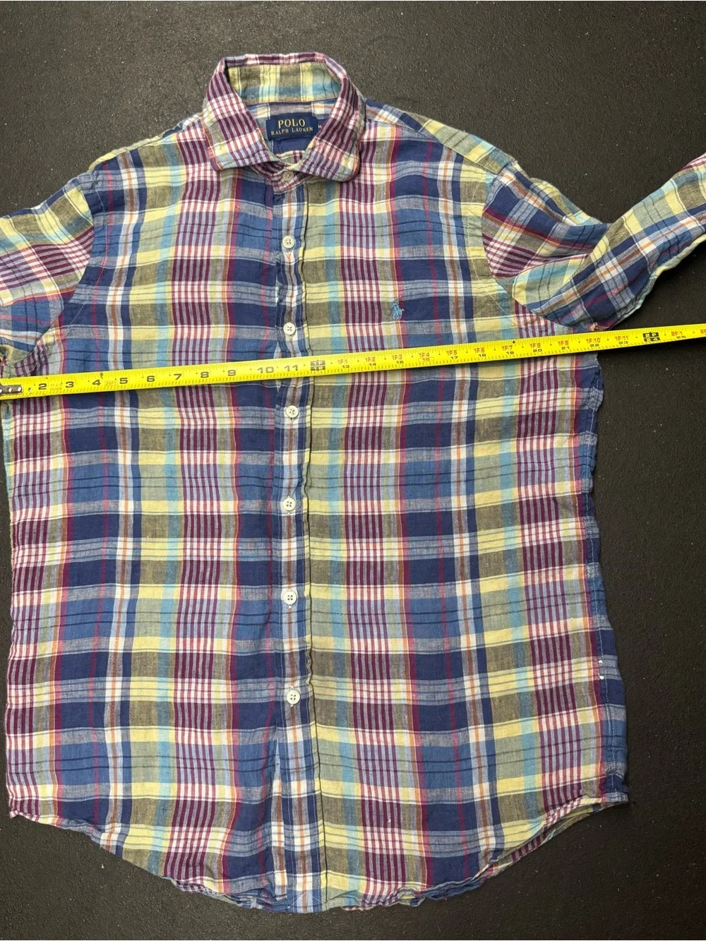 Polo by Ralph Lauren linen Plaid Button-Down Shirt (Blue, Yellow, Burgundy